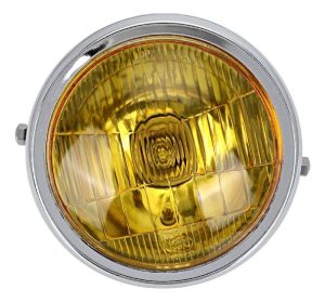 Farol Delantero Cromado C/posición Acrílico Amarillo. P/moto