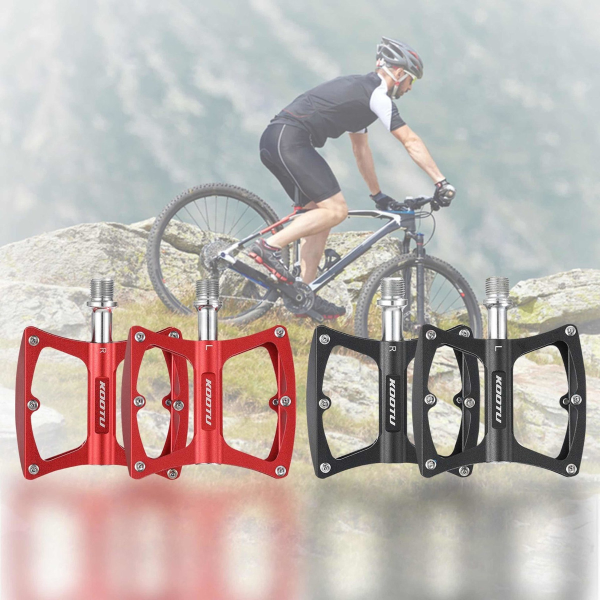 Pedal Alum. C/ruleman 100x98x26 K340 Negro O Rojo Bicicleta - Imagen 3