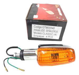 Jgo 4 Señaleros Moto Classic Cromados C/acrílico Amarillo548