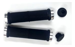 Par De Puños P/bicicleta Silicona Plateado C/bloqueo Bag00