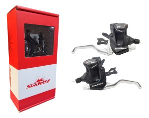 Par De Shifter Sunrace M406 3x8 Velocidades, Con Levas. Bici