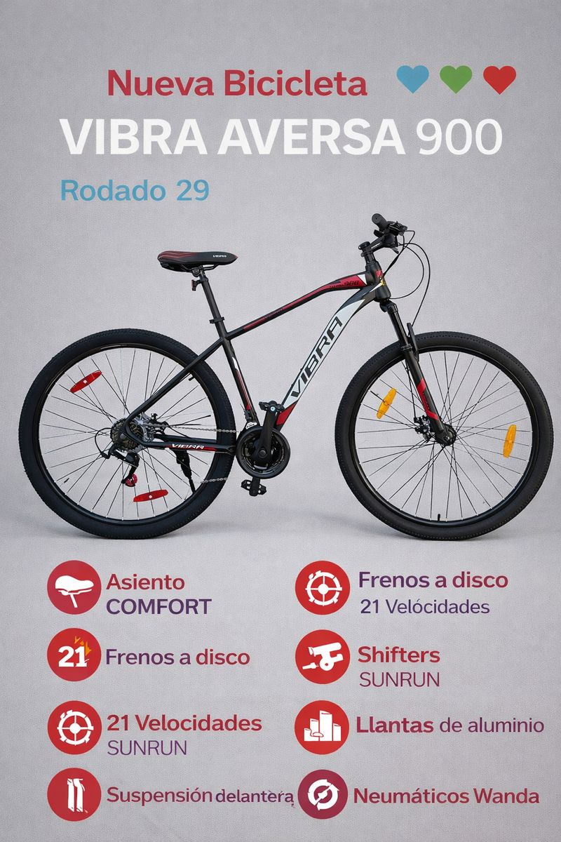 Bicicleta Vibra Aversa 900 29 21v V-brakes Adultos - Imagen 2