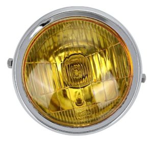 Farol Delantero Cromado C/posición Acrílico Amarillo. P/moto