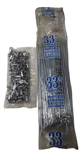 Rayos Marca 33, 145 X 2 Mm, Por Gruesa (144uds) P/ Bici.