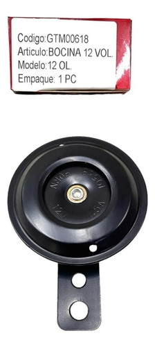Bocina Para Moto, 12v Negra, Universal. Gtm00618