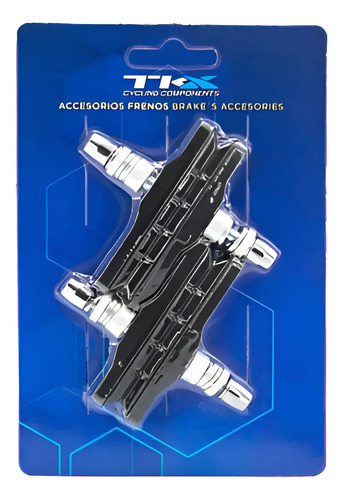2 Pares Tacos De Freno V-brake Tkx 72mm. 4 Unidades Negro