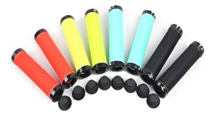 Par De Puños P/bicicleta Ag15 Silicona Amarillo C/bloqueo