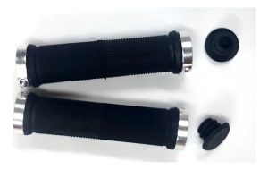 Par De Puños P/bicicleta Silicona Plateado C/bloqueo Bag00