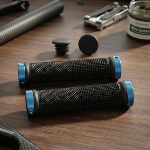 Par De Puños P/bicicleta Silicona Azul C/bloqueo Bag00